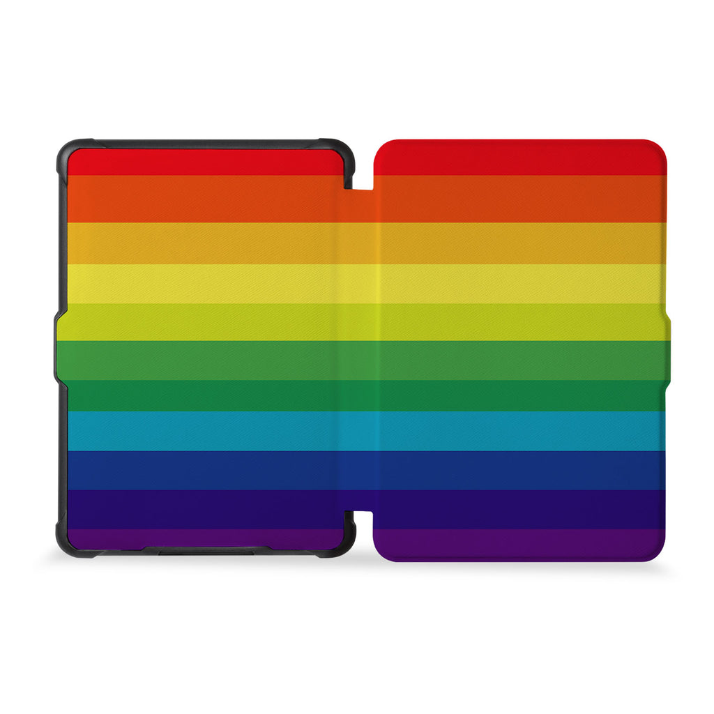 the whole front and back view of personalized kindle case paperwhite case with Rainbow design