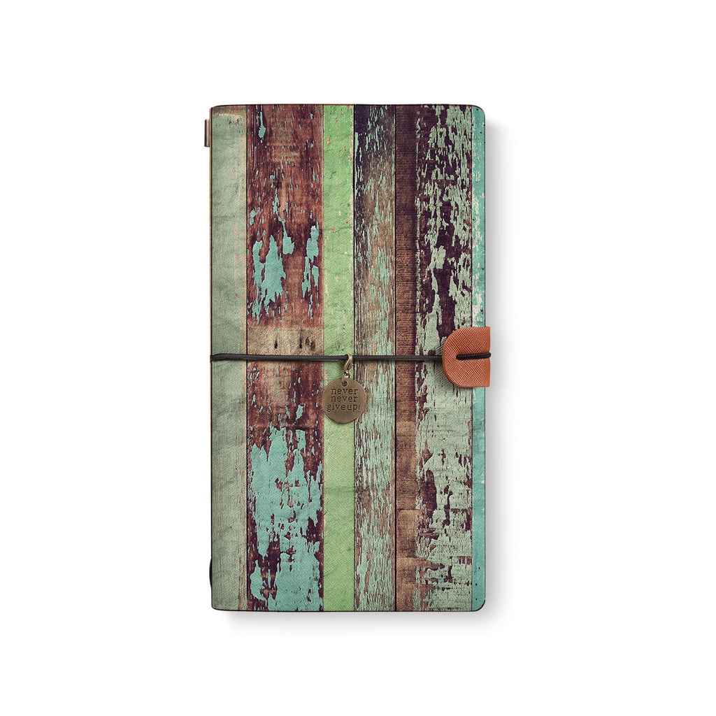 the front top view of midori style traveler's notebook with 3 design