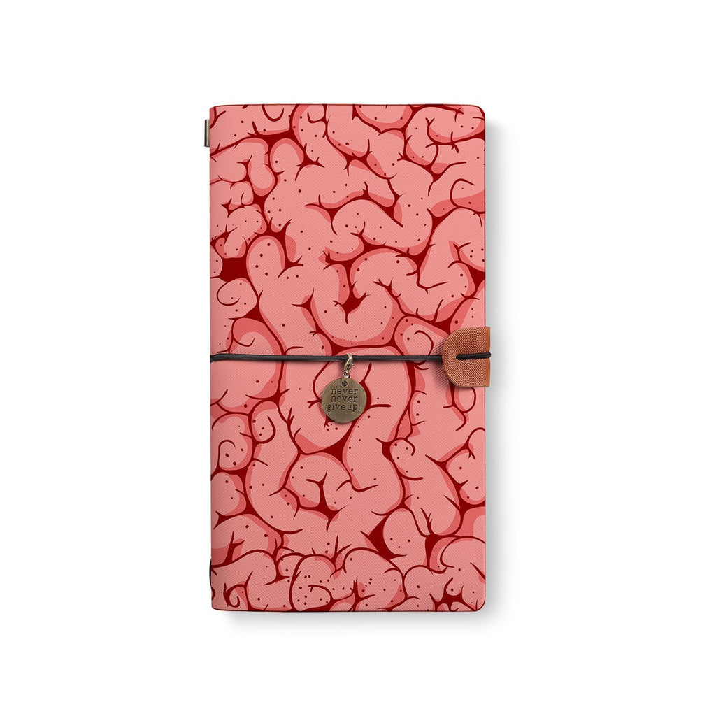 the front top view of midori style traveler's notebook with 6 design