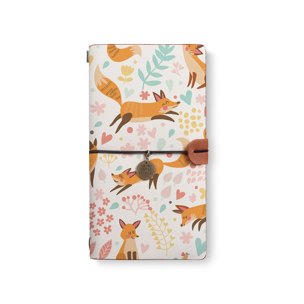 the front top view of midori style traveler's notebook with 4 design