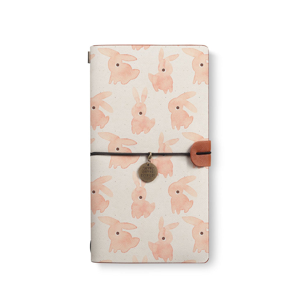 the front top view of midori style traveler's notebook with 6 design