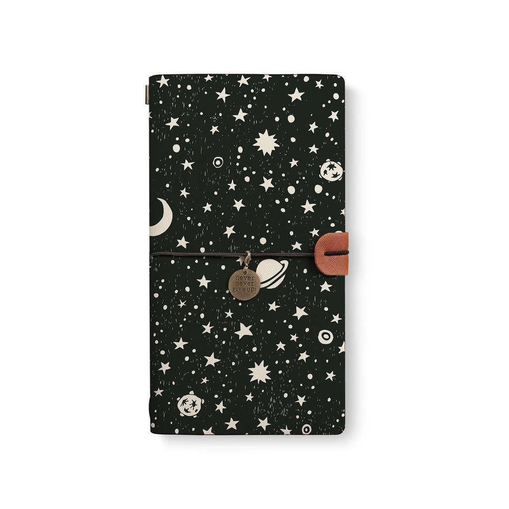 the front top view of midori style traveler's notebook with 1 design
