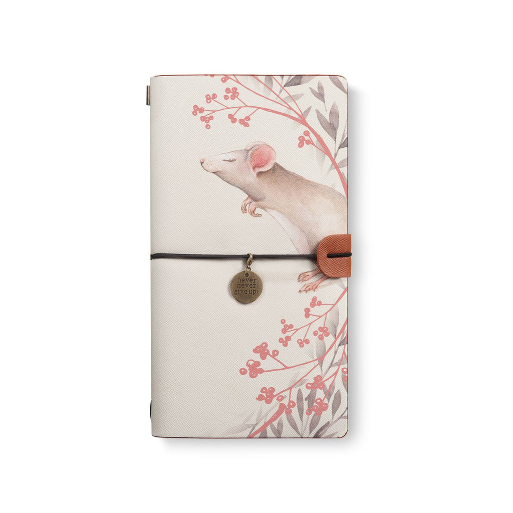 the front top view of midori style traveler's notebook with 3 design