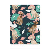 front view of personalized iPad case with pencil holder and Lovely Dog design