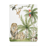 front view of personalized iPad case with pencil holder and Rainforest Animals design