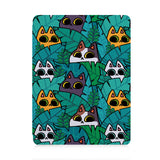 front view of personalized iPad case with pencil holder and Sushi Cats design