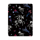 front view of personalized iPad case with pencil holder and Animal Skeleton design