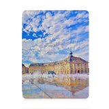 front view of personalized iPad case with pencil holder and France  Famous Attractions design