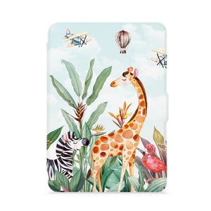 front view of personalized kindle paperwhite case with with Rainforest Animals design - swap