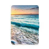 front view of personalized kindle paperwhite case with Sea Waves design