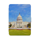 front view of personalized kindle paperwhite case with US Famous Attractions design