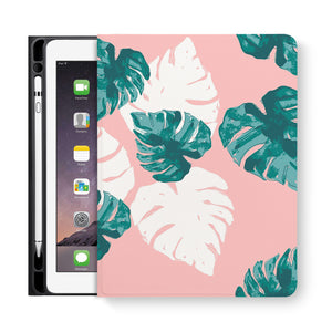 frontview of personalized iPad folio case with Pink Flower 2 design