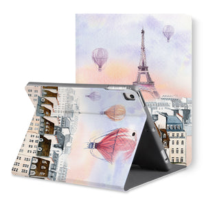 The back view of personalized iPad folio case with Travel design - swap