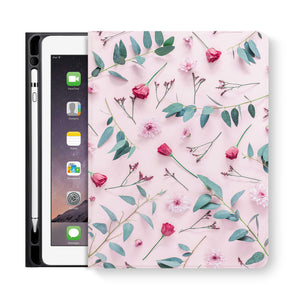 frontview of personalized iPad folio case with Flat Flower 2 design