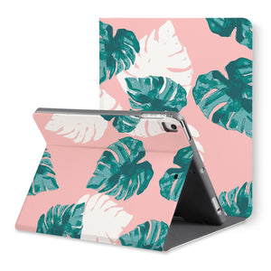 The back view of personalized iPad folio case with Pink Flower 2 design - swap