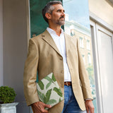 A business man carrying personalized microsoft surface case with Green Leaves design in the park