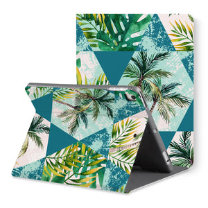The back view of personalized iPad folio case with Tropical Leaves design - swap