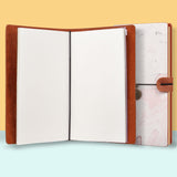 the front top view of midori style traveler's notebook with Pink Marble design