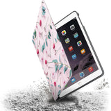 Drop protection from the personalized iPad folio case with Flat Flower 2 design 