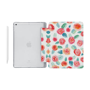 iPad SeeThru Casd with Rose Design Fully compatible with the Apple Pencil