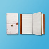 the front top view of midori style traveler's notebook with Pink Marble design